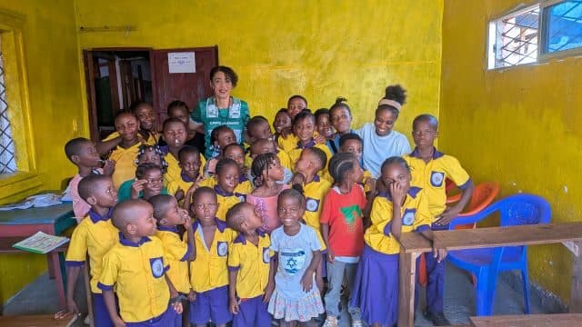 Children served by Heart In Heaven gathered together in Liberia